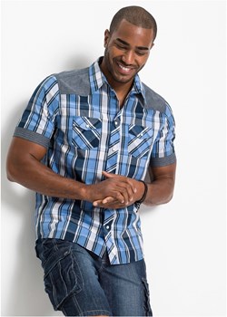 Koszula z krótkim rękawem i wstawką z denimu ze sklepu bonprix w kategorii Koszule męskie - zdjęcie 170591415