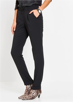 Spodnie z gumką w talii i zakładkami poniżej paska ze sklepu bonprix w kategorii Spodnie damskie - zdjęcie 170591775
