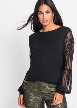 Shirt z długim rękawem i koronkowymi rękawami ze sklepu bonprix w kategorii Bluzki damskie - zdjęcie 170592015