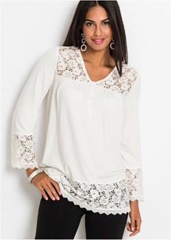 Shirt z długim rękawem i koronką ze sklepu bonprix w kategorii Bluzki damskie - zdjęcie 170592017