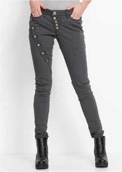 Spodnie z ukośną plisą guzikową ze sklepu bonprix w kategorii Spodnie damskie - zdjęcie 170592059