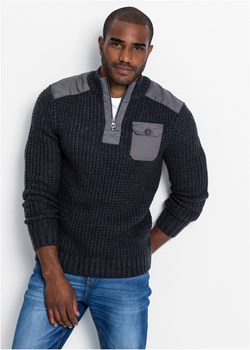 Sweter ze stójką i wstawkami z tkaniny ze sklepu bonprix w kategorii Swetry męskie - zdjęcie 170592097