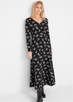 Długa sukienka ze zrównoważonej wiskozy z nadrukiem, długi rękaw ze sklepu bonprix w kategorii Sukienki - zdjęcie 170592389