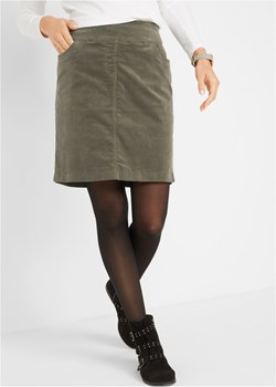 Spódnica sztruksowa z bawełny ze stretchem, z wygodnym paskiem ze sklepu bonprix w kategorii Spódnice - zdjęcie 170592407