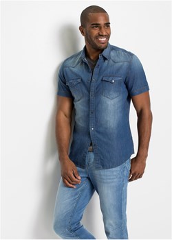 Koszula dżinsowa, krótki rękaw, Slim Fit ze sklepu bonprix w kategorii Koszule męskie - zdjęcie 170592997