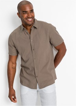 Koszula z lnem, krótki rękaw ze sklepu bonprix w kategorii Koszule męskie - zdjęcie 170593137