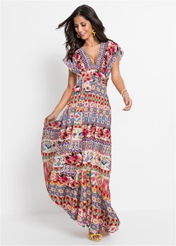 Długa sukienka z wiązanym paskiem, krótsza długość ze sklepu bonprix w kategorii Sukienki - zdjęcie 170593545