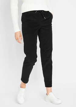 Spodnie sztruksowe z wiązanym troczkiem ze sklepu bonprix w kategorii Spodnie damskie - zdjęcie 170593629