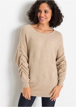 Sweter z marszczonymi rękawami ze sklepu bonprix w kategorii Swetry damskie - zdjęcie 170593718