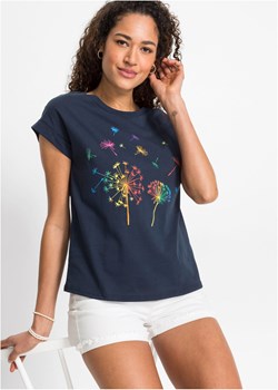 T-shirt z nadrukiem z roślinnym motywem ze sklepu bonprix w kategorii Bluzki damskie - zdjęcie 170595189