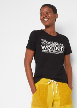 T-shirt bawełniany z krótkim rękawem i nadrukiem ze sklepu bonprix w kategorii Bluzki damskie - zdjęcie 170597026