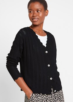 Krótki sweter rozpinany ażurowy ze zrównoważonej wiskozy ze sklepu bonprix w kategorii Swetry damskie - zdjęcie 170597035