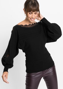 Sweter z koronką ze sklepu bonprix w kategorii Swetry damskie - zdjęcie 170598309