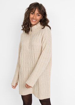 Długi sweter we wzór w warkocze ze sklepu bonprix w kategorii Swetry damskie - zdjęcie 170598746