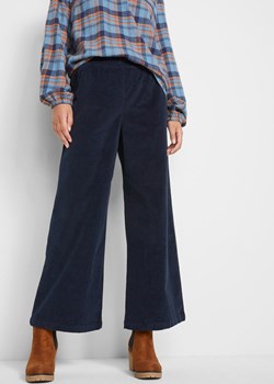 Szerokie spodnie sztruksowe high-waist z wygodnym paskiem w talii, dł. do kostki ze sklepu bonprix w kategorii Spodnie damskie - zdjęcie 170598766
