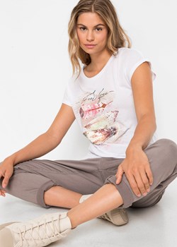 T-shirt z nadrukiem w pióra ze sklepu bonprix w kategorii Bluzki damskie - zdjęcie 170598846