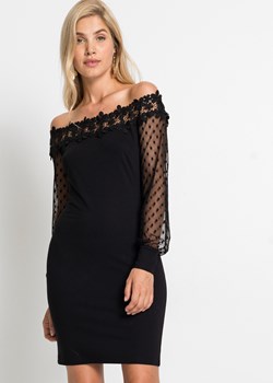Sukienka off-shoulder z siatkowymi rękawami ze sklepu bonprix w kategorii Sukienki - zdjęcie 170599259