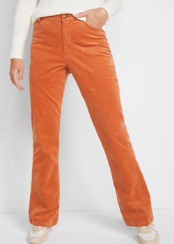 Spodnie sztruksowe dzwony high-waist z wygodnym paskiem ze sklepu bonprix w kategorii Spodnie damskie - zdjęcie 170599427