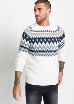 Sweter w norweski wzór, z poliestru z recyklingu ze sklepu bonprix w kategorii Swetry męskie - zdjęcie 170599467