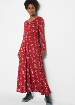 Długa sukienka ze zrównoważonej wiskozy z nadrukiem, długi rękaw ze sklepu bonprix w kategorii Sukienki - zdjęcie 170599575