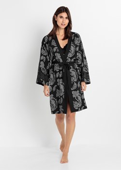 Szlafrok kimono z dzianiny shirtowej z koronką ze sklepu bonprix w kategorii Szlafroki damskie - zdjęcie 170599935