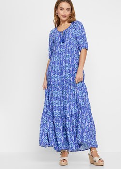 Długa sukienka z przyjaznej dla środowiska wiskozy z nadrukiem ze sklepu bonprix w kategorii Sukienki - zdjęcie 170601376