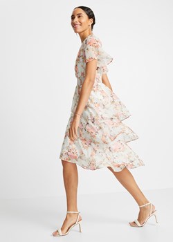 Sukienka midi w kwiaty z falbanami ze sklepu bonprix w kategorii Sukienki - zdjęcie 170602209