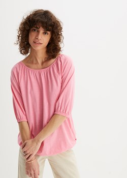 Shirt bawełniany z elastycznym dołem, krótki rękaw ze sklepu bonprix w kategorii Bluzki damskie - zdjęcie 170602698