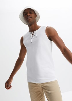 Koszulka bez rękawów, z wiązaniem w dekolcie ze sklepu bonprix w kategorii T-shirty męskie - zdjęcie 170603599