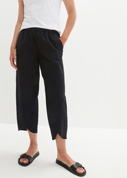 Spodnie lniane Loose Fit, high waist, z wygodnym paskiem, dł. przed kostkę ze sklepu bonprix w kategorii Spodnie damskie - zdjęcie 170604477