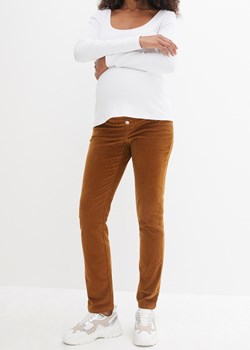 Spodnie ciążowe sztruksowe ze stretchem, z bawełny organicznej ze sklepu bonprix w kategorii Spodnie ciążowe - zdjęcie 170605036