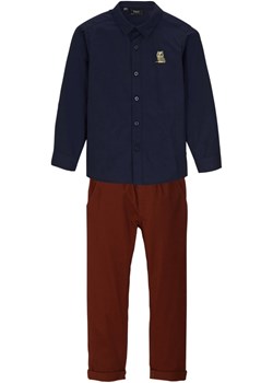 Spodnie chłopięce chino + koszula (2 części) ze sklepu bonprix w kategorii Komplety chłopięce - zdjęcie 170605135
