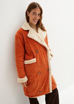 Długa kurtka sztruksowa na podszewce z polaru baranka ze sklepu bonprix w kategorii Kurtki damskie - zdjęcie 170605486