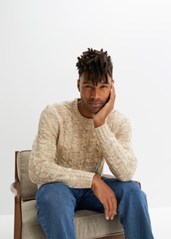 Sweter w warkocze ze sklepu bonprix w kategorii Swetry męskie - zdjęcie 170605535