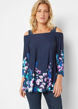 Shirt cold-shoulder, z kwiatowym nadrukiem ze sklepu bonprix w kategorii Bluzki damskie - zdjęcie 170605658