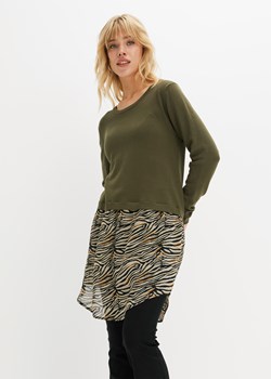 Sweter z wstawką w optyce spódnicy, ze zrównoważonej wiskozy ze sklepu bonprix w kategorii Swetry damskie - zdjęcie 170607618