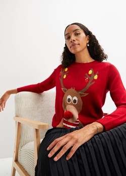 "Sweter bożonarodzeniowy ""Renifer""" ze sklepu bonprix w kategorii Swetry damskie - zdjęcie 170608219