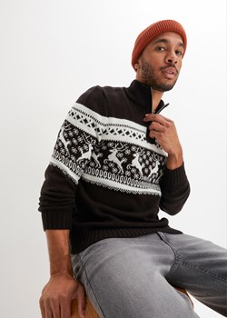 Sweter ze stójką w norweski wzór ze sklepu bonprix w kategorii Swetry męskie - zdjęcie 170608377