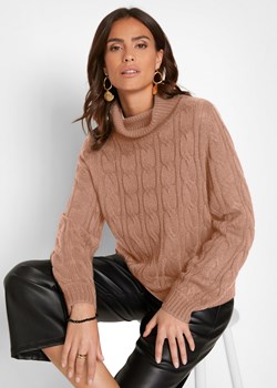 Sweter z golfem, w warkocze ze sklepu bonprix w kategorii Swetry damskie - zdjęcie 170608828