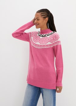 Sweter w norweski wzór, z rozcięciami po bokach ze sklepu bonprix w kategorii Swetry damskie - zdjęcie 170609187