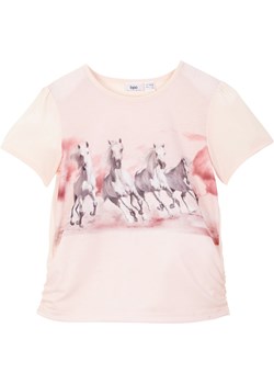 T-shirt dziewczęcy z fotodrukiem z motywem koni ze sklepu bonprix w kategorii Bluzki dziewczęce - zdjęcie 170611639