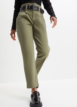 Spodnie z zakładkami poniżej talii i paskiem (2 części) ze sklepu bonprix w kategorii Spodnie damskie - zdjęcie 170611779