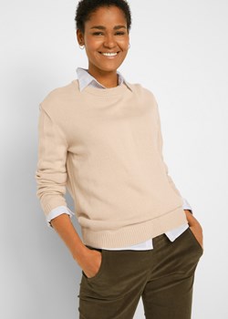 Sweter dzianinowy z okrągłym dekoltem ze sklepu bonprix w kategorii Swetry damskie - zdjęcie 170612588