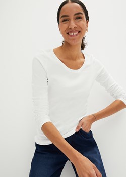 Shirt bawełniany z okrągłym dekoltem i długim rękawem ze sklepu bonprix w kategorii Bluzki damskie - zdjęcie 170612749