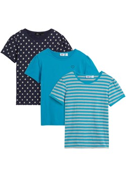 T-shirt dziewczęcy z bawełny organicznej (3 szt.) ze sklepu bonprix w kategorii Bluzki dziewczęce - zdjęcie 170612907