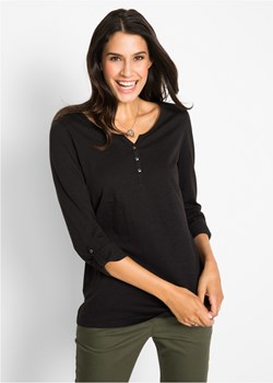 Lekki shirt bawełniany z plisą guzikową, długi rękaw ze sklepu bonprix w kategorii Bluzki damskie - zdjęcie 170613265