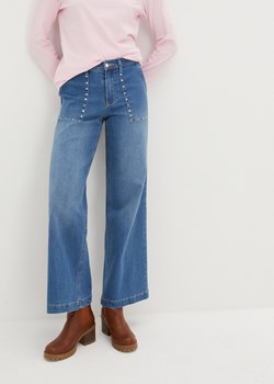 Dżinsy  Wide Leg, mid waist, z ćwiekami ze sklepu bonprix w kategorii Jeansy damskie - zdjęcie 170613446