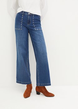 Dżinsy  Wide Leg, mid waist, z ćwiekami ze sklepu bonprix w kategorii Jeansy damskie - zdjęcie 170613448