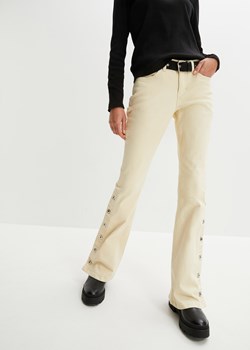 Spodnie twillowe z paskiem i plisą guzikową z boku (2 części) ze sklepu bonprix w kategorii Spodnie damskie - zdjęcie 170613529
