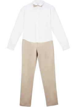 Spodnie chłopięce chino + koszula z muchą na uroczyste okazje (3 części) ze sklepu bonprix w kategorii Marynarki i garnitury chłopięce - zdjęcie 170614609